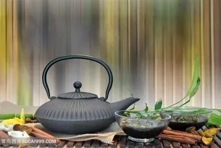 高清黑色纹理茶壶图片