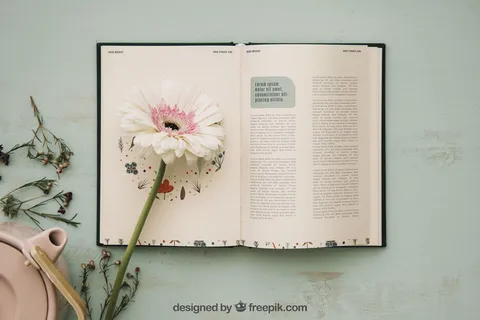 书本与花朵装扮PSD素材