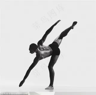 舞蹈动作-抬起单手单脚侧身的外国男人 舞蹈动作-抬起单手单脚侧身的外国男人