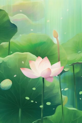 意境荷花荷叶夏日背景图