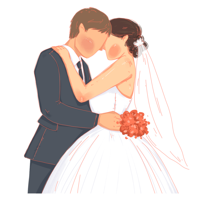 婚纱卡通人物婚礼白纱结婚婚纱摄影手绘
