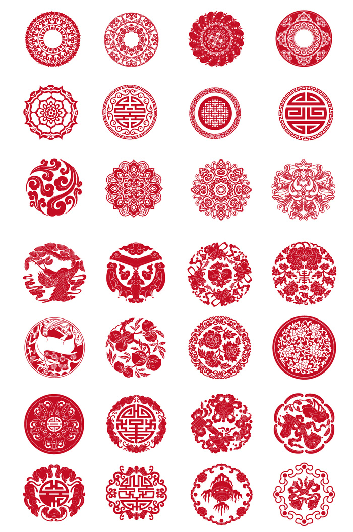 中式圆形花纹图形ai矢量模版下载