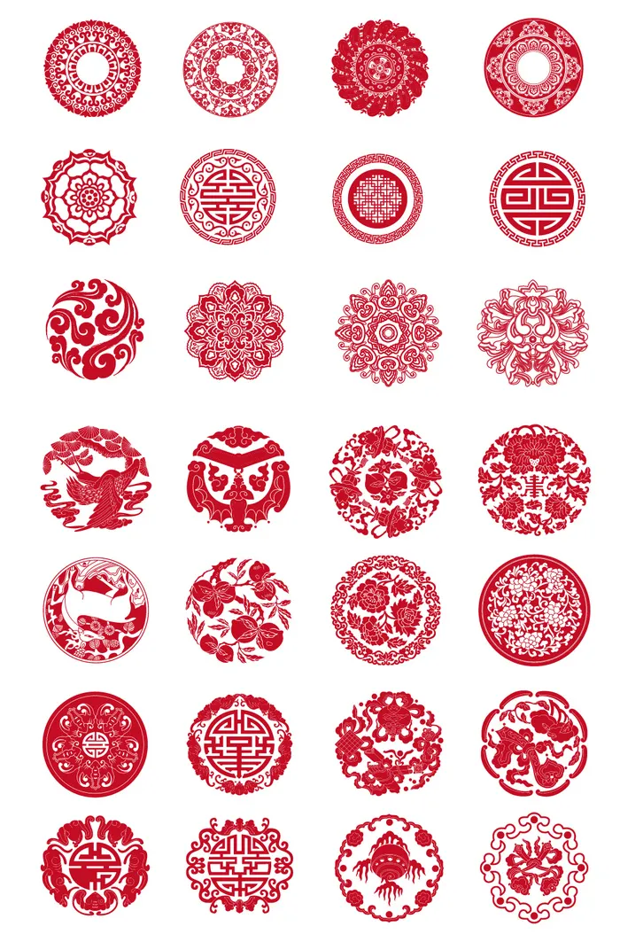 中式圆形花纹图形ai矢量模版下载