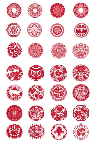 中式圆形花纹图形