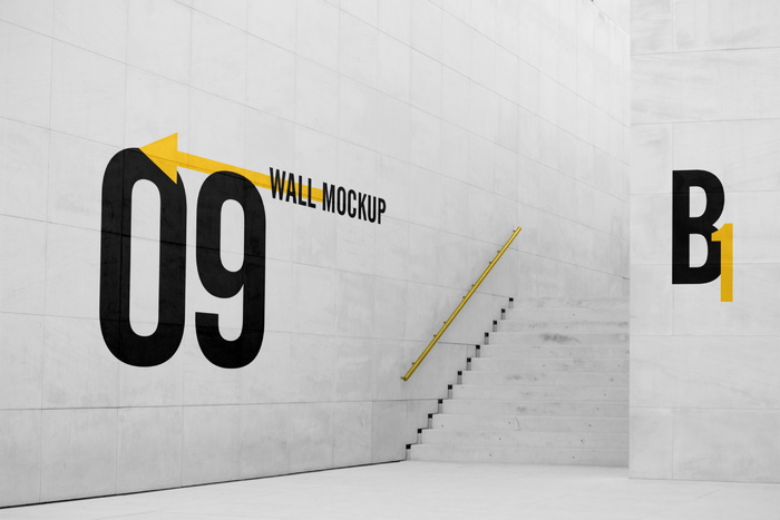 墙面大引导图方向设计Big Wall Mockuppsd模版下载