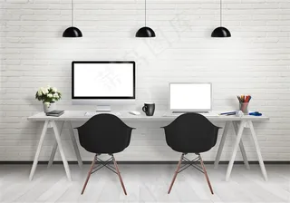 时尚简约办公桌设计大图