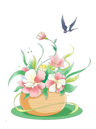 清明元素卡通春天清明节晚春绿色