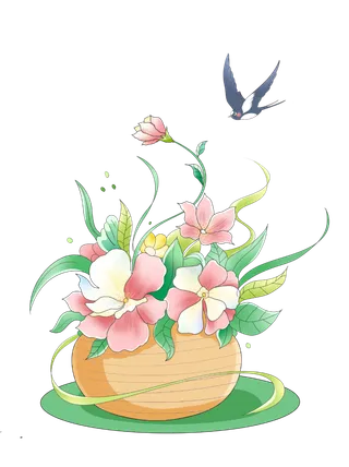 清明元素卡通春天清明节晚春绿色