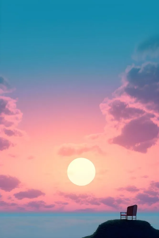 落日山脉青色简约背景(2400x3600)