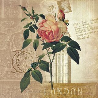 手绘玫瑰花花束复古油画