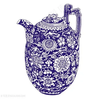 国粹青花瓷水壶瓷器中国风图片