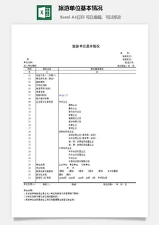 旅游单位基本情况excel模板