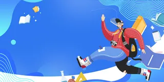 开学季蓝色促销展板设计