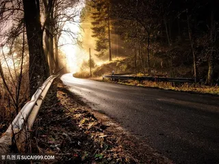 光影柏油公路唯美风景图片