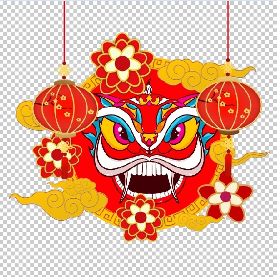 设计祝贺新年舞狮背景