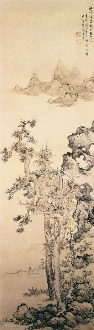 中国风界画江皋话古图 中国风界画江皋话古图