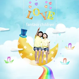 梦幻儿童蓝天背景