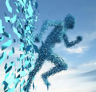 未来蓝色碎片汇聚人形图片