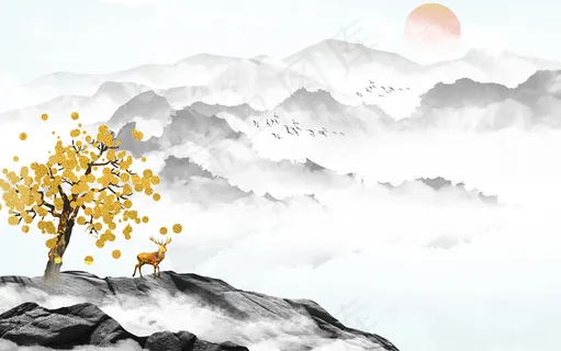 秋意 水墨山水 秋意 水墨山水