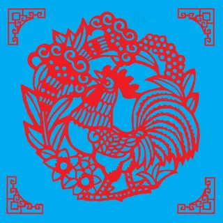 鸡剪纸 剪纸风元素 鸡剪纸 剪纸风元素