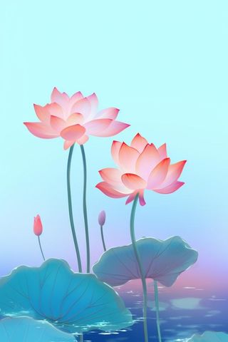 简约清新淡粉色荷花背景