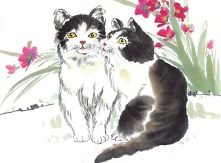 水墨猫高清素材