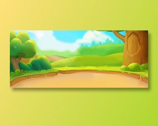 绿色卡通树木海报banner