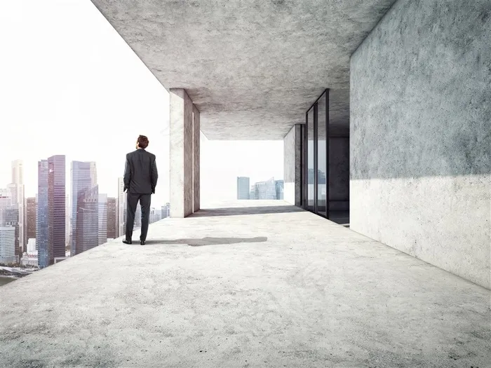 站在高处眺望城市的商务人士高清图片职场人物