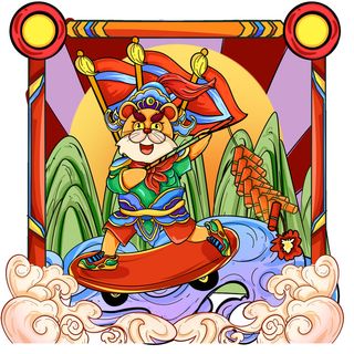 2022虎年吉祥物卡通公仔小老虎形象设计福字元素手绘插画psd素材