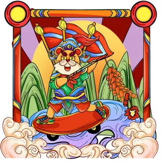 2022虎年吉祥物卡通公仔小老虎形象设计福字元素手绘插画psd素材