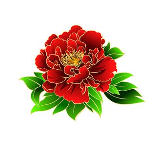 手绘国潮中国风古典牡丹花国花花卉装饰图案PSD设计素材