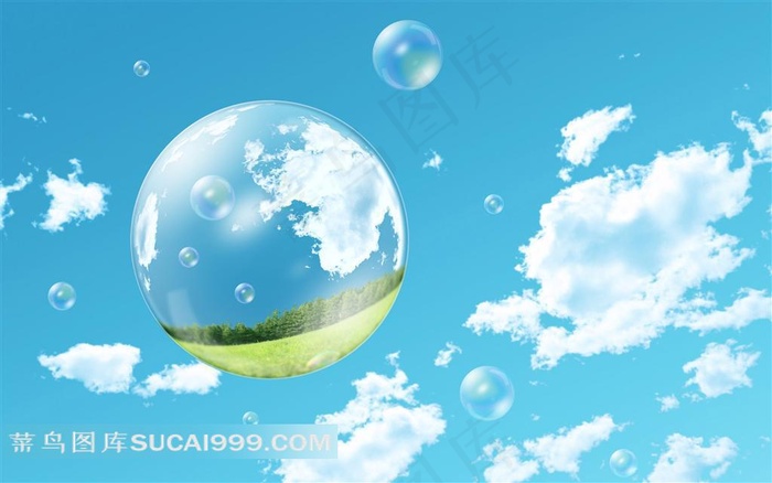 蓝天白云水泡环保背景