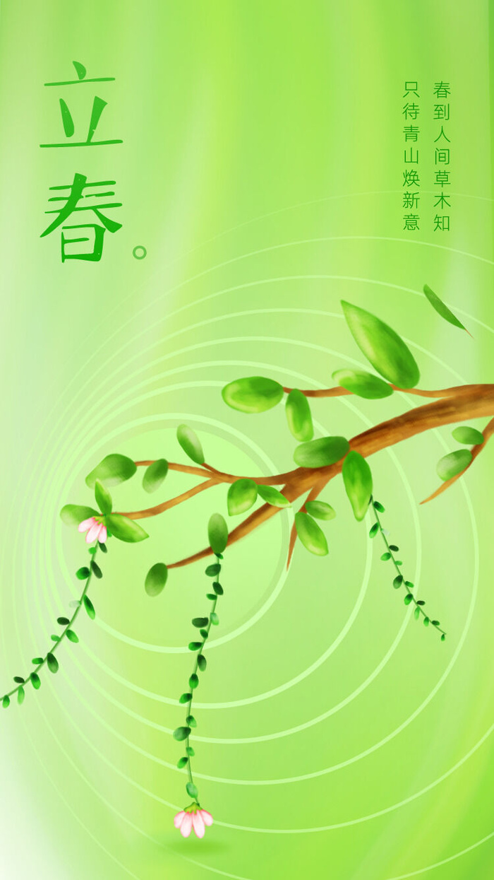 24节气立春春季新春春天海报模板PSD分层设计素材源文件模板(750x1334)psd模版下载
