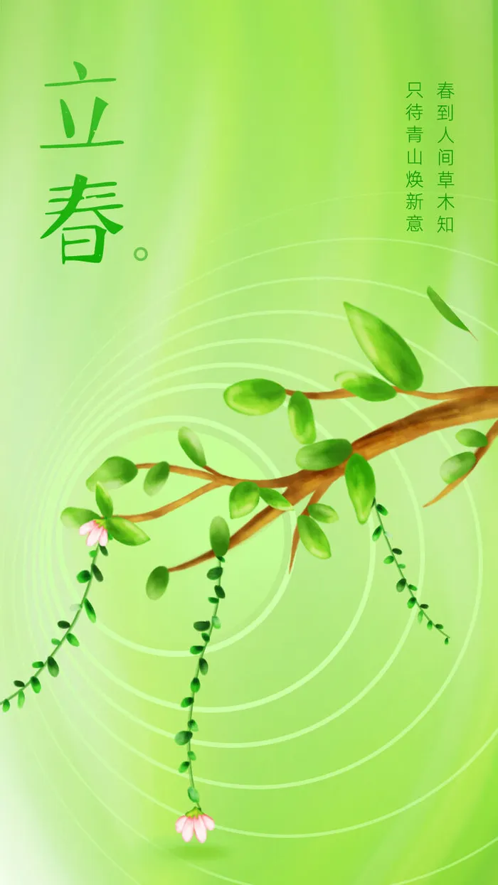 24节气立春春季新春春天海报模板PSD分层设计素材源文件模板(750x1334)psd模版下载