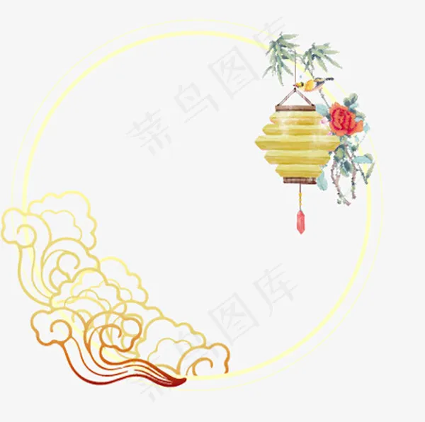 古风祥云圆形边框ai矢量模版下载