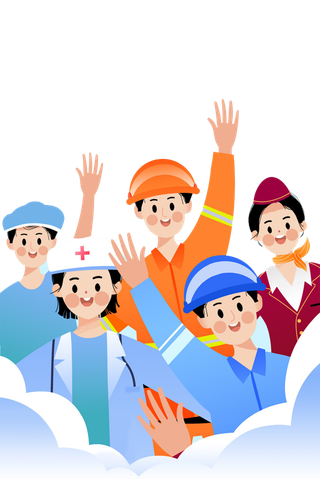 劳动节各种医生护士工人空姐合影