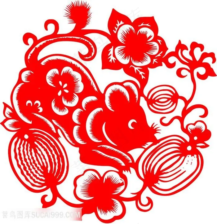 鼠年老鼠剪纸素材