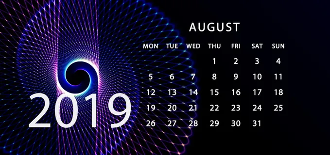 2019年8月日历大图