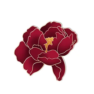 国潮风立体浮雕金边手绘花朵花卉PSD设计PNG免扣图片元素素材