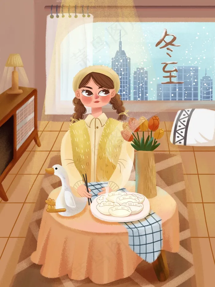 冬至插画 冬至节气图片psd模版下载