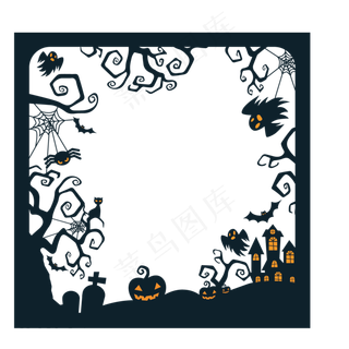 万圣节边框南瓜城堡元素头像框