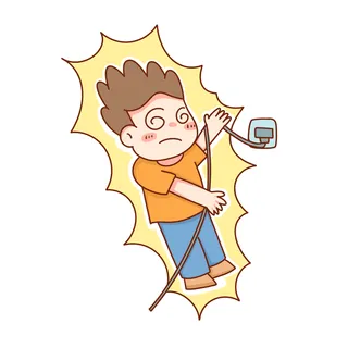 可爱手绘用电安全人物元素