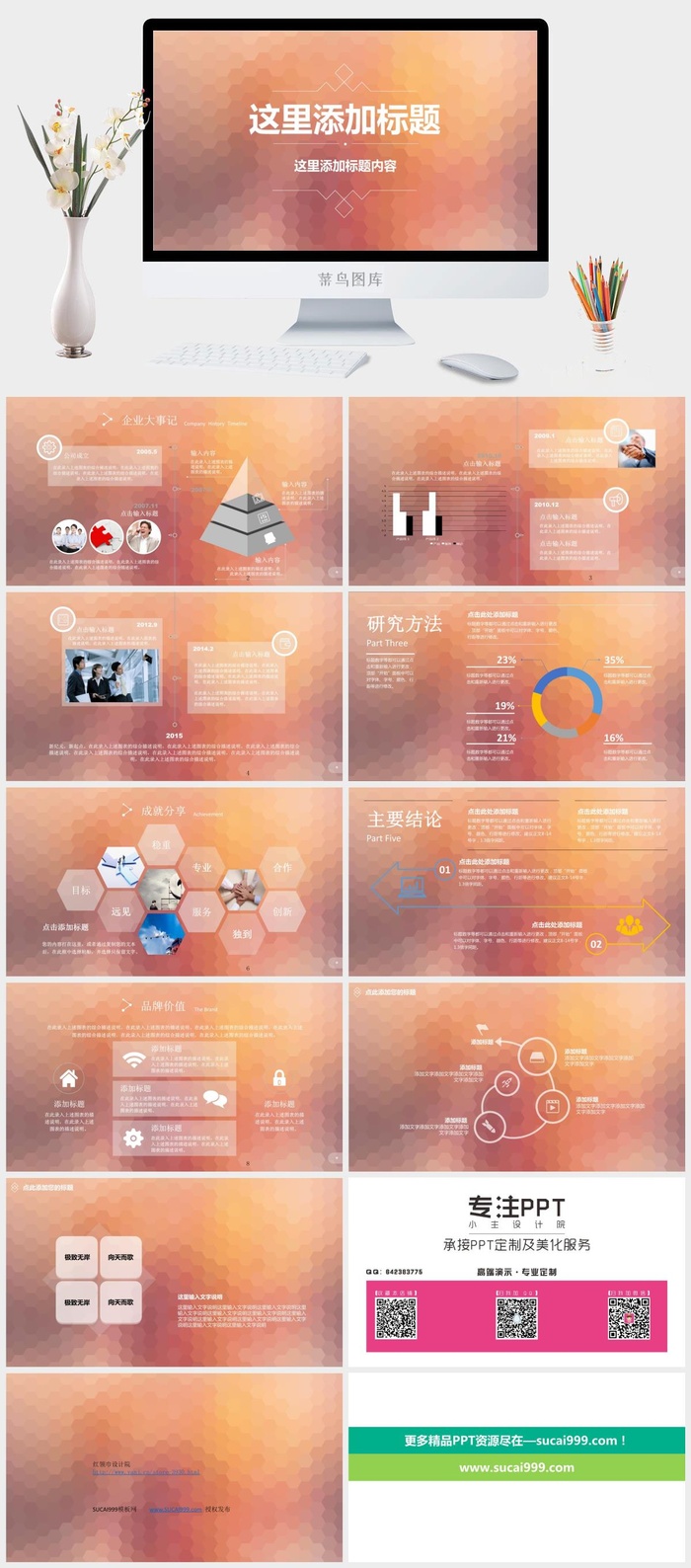 品牌业绩成就企业历程大记事时尚商务通用ppt模板