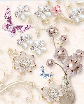 雕塑钻石花瓶花卉背景墙