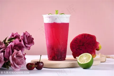 夏日清凉饮料火龙果奶盖奶茶 夏日清凉饮料火龙果奶盖奶茶