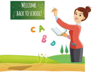 重返校园卡通简笔上课少儿兴趣班素材