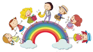 064-站在彩虹的揍乐器的小孩