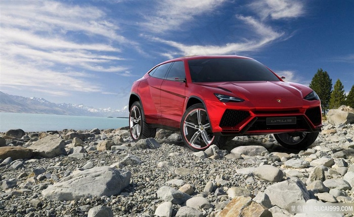 红色汽车风景画壁纸