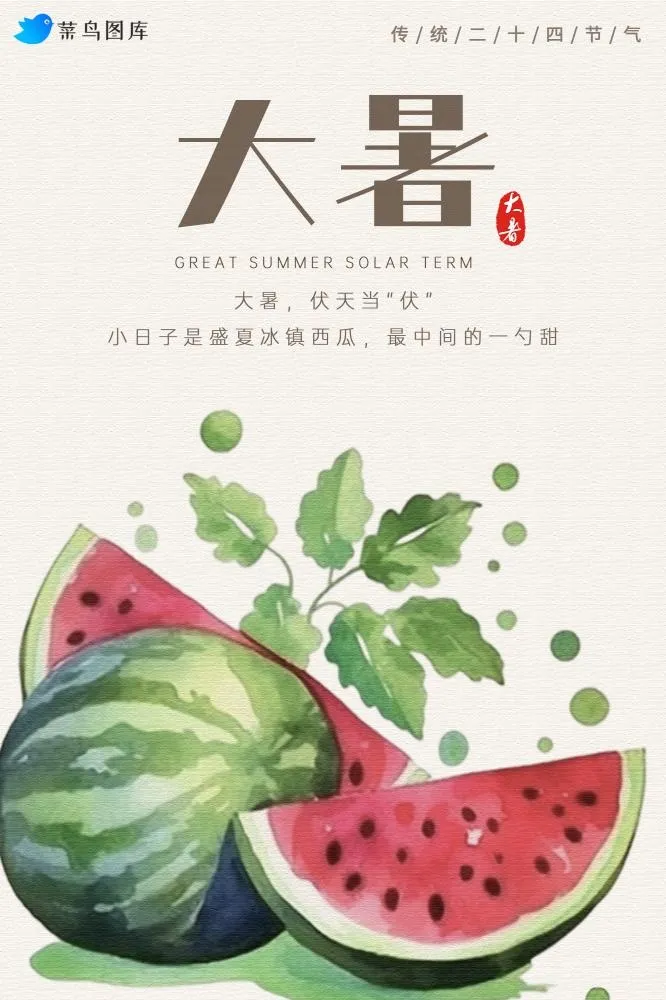大暑节气西瓜简约海报(2000x3000)psd模版下载