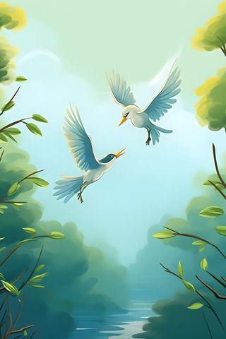 国风意境晚霞山云背景